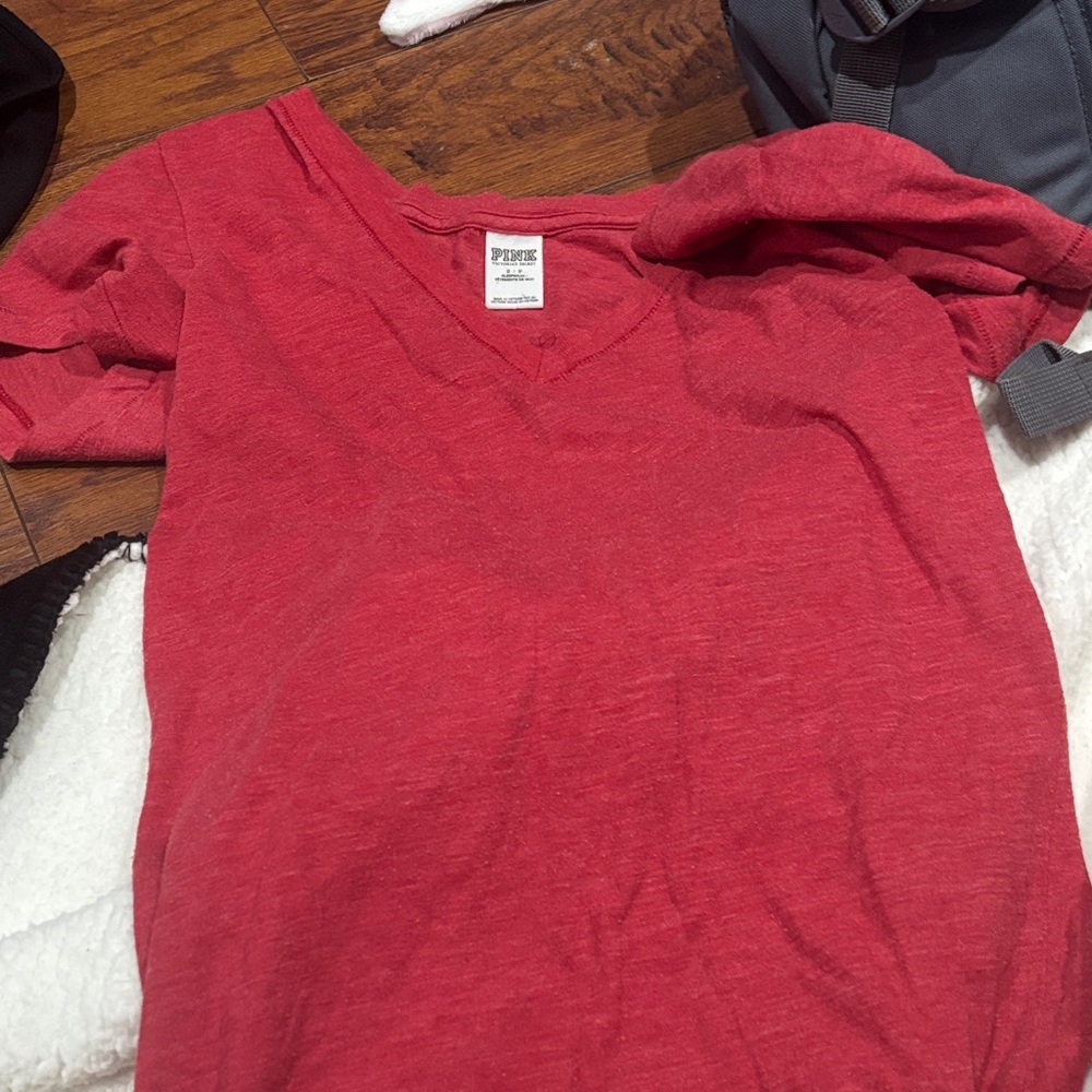 PINK Victoria's Secret Red V-Neck Tee